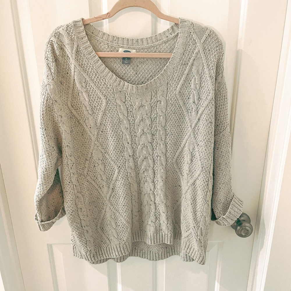Thick knit 3/4 sleeve oversized sweater
